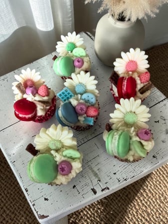Lumânare Artizanală Tip Cupcake, Ceară de Soia, Aromă Cookies, 110-115g