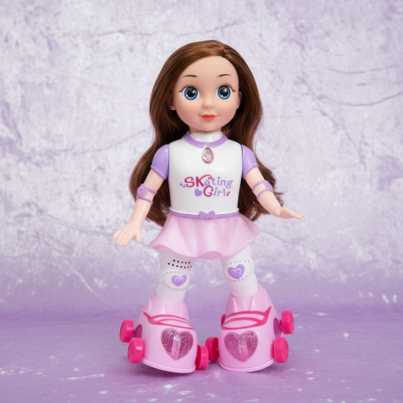 Păpuși - Papusa muzicala Skating Girl pe role cu lumini LED si muzica vesela.