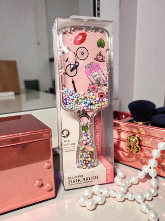 Perii de păr pentru descâlcit - Perie profesionala pentru descalcit parul cu bilute colorate mobile si design chic roz