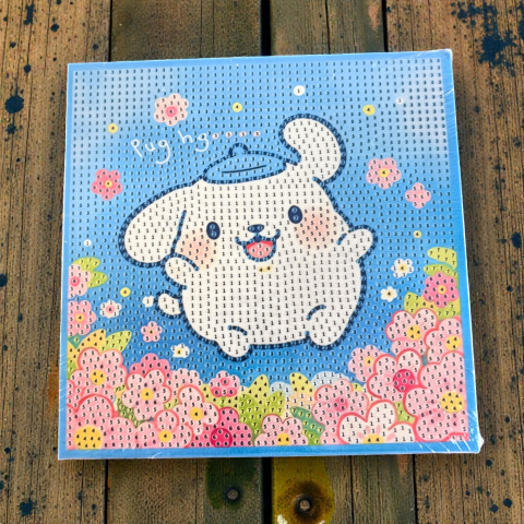 Picturi cu diamante - Tablou mozaic cu pietricele colorate pentru copii, model cu personaj de desene animate, 20x20 cm.