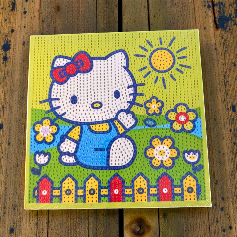 Tablou mozaic cu pietricele colorate pentru copii, model cu personaj de desene animate, 20x20 cm.