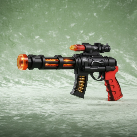 Pistol de jucarie Laser Wave cu efect de fum real lumini LED si sunete.