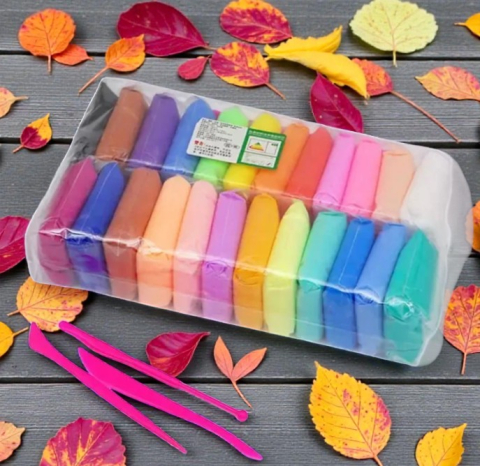 Plastilină și Modelaj - Set 12 culori vibrante de plastilina inteligenta ultra usoara Air Dry Clay