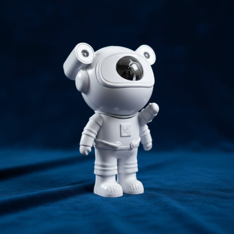 Lămpi de Veghe - Proiector LED în formă de astronaut alb care proiectează o galaxie colorată pe tavan, înălțime 24.5 cm.