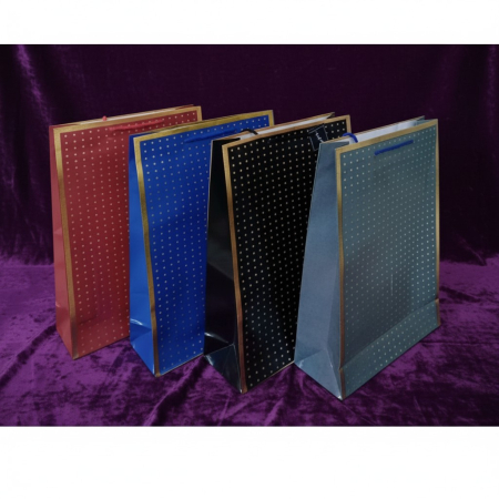 Ambalaje de Cadou - Pungă cadou XL de 44x32 cm cu modele florale diverse și mânere din șnur textil asortat.