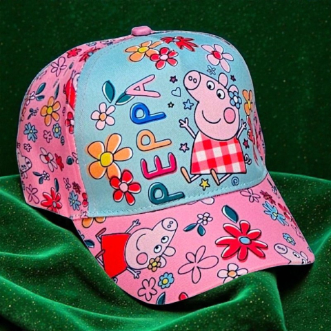 Pălăriuțe și Șăpcuțe - Șapcă roz pentru fetițe cu personajul Peppa Pig, mărimea 53 cm, ideală pentru protecție solară.