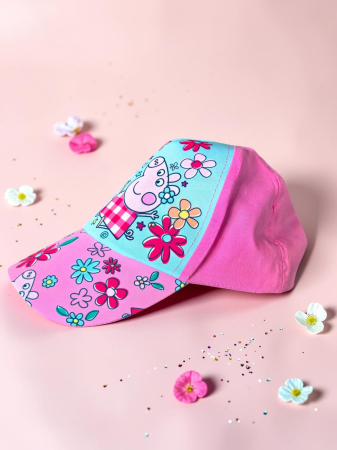 Șapcă roz pentru fetițe cu personajul Peppa Pig, mărimea 53 cm, ideală pentru protecție solară.