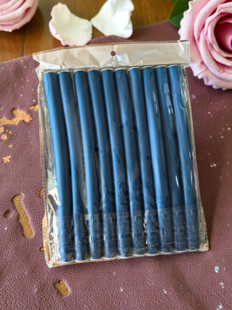 Clămițe colorate - Set de 10 bigudiuri flexibile albastre, mărimea 2, pentru ondularea părului fără căldură.