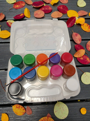 Accesorii Pictură și Desen - Set 12 culori guase tempera Boyixuan in gentuta transparenta cu maner si pensula inclusa