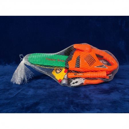 Seturi de Jucării - Set de scule interactiv pentru copii cu drujbă electrică portocalie și accesorii complete de construcție.