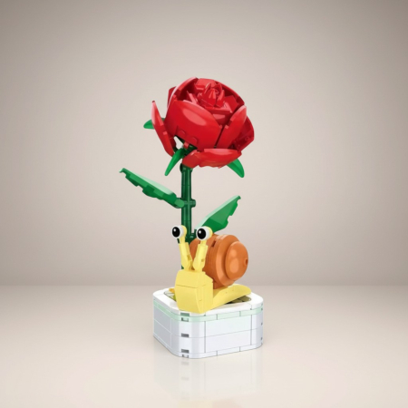 Aranjament floral din blocuri de constructie colorate tip lego pentru decoratiuni.