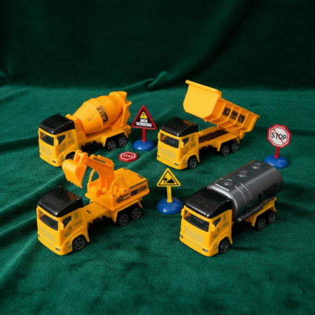 Mașinuțe Urbane (Vehicule de Oraș și Servicii) - Set de jucarii Urban Construction cu buldozer macara si vehicule de santier.