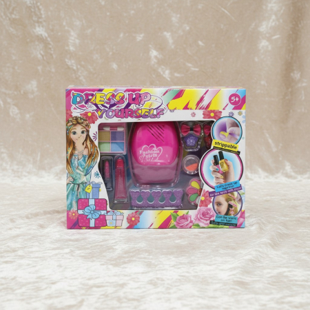 Seturi de Jucării - Set creativ manichiură pentru copii Dress Up Yourself cu uscător roz și ojă strippable.