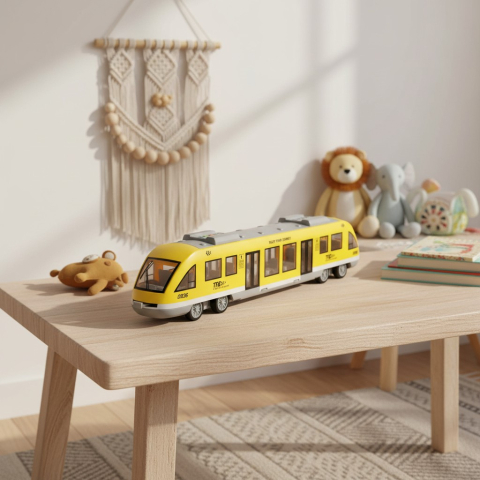 Tren electric de mare viteză de 42 cm, model modern cu lumini LED și funcție de schimbare a direcției Bump & Go.
