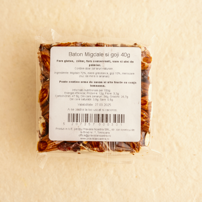 Baton migdale si goji 40G (fara zahar adaugat) [2]