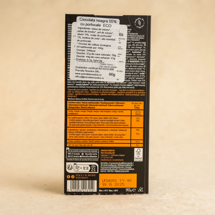 CACHET Ciocolată Neagră cu Alune & Portocale 90g ECO [2]