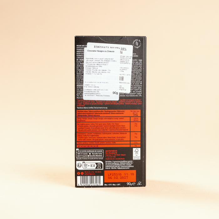 Ciocolata neagra organica cu zmeura 57% cacao, Cachet, 90g [2]