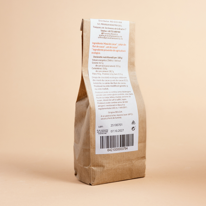 Ciocolata vegana drops  cu zahar de cocos 200g [2]