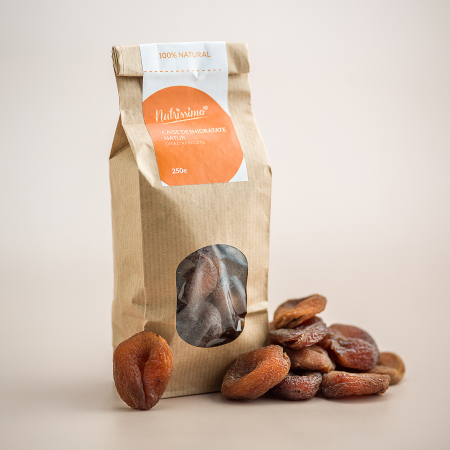 FRUCTE DESHIDRATATE - Caise deshidratate natur - 250 g