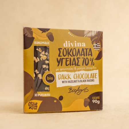 Ciocolata neagra cu stafide si alune 70% cacao, 90g ECO [0]