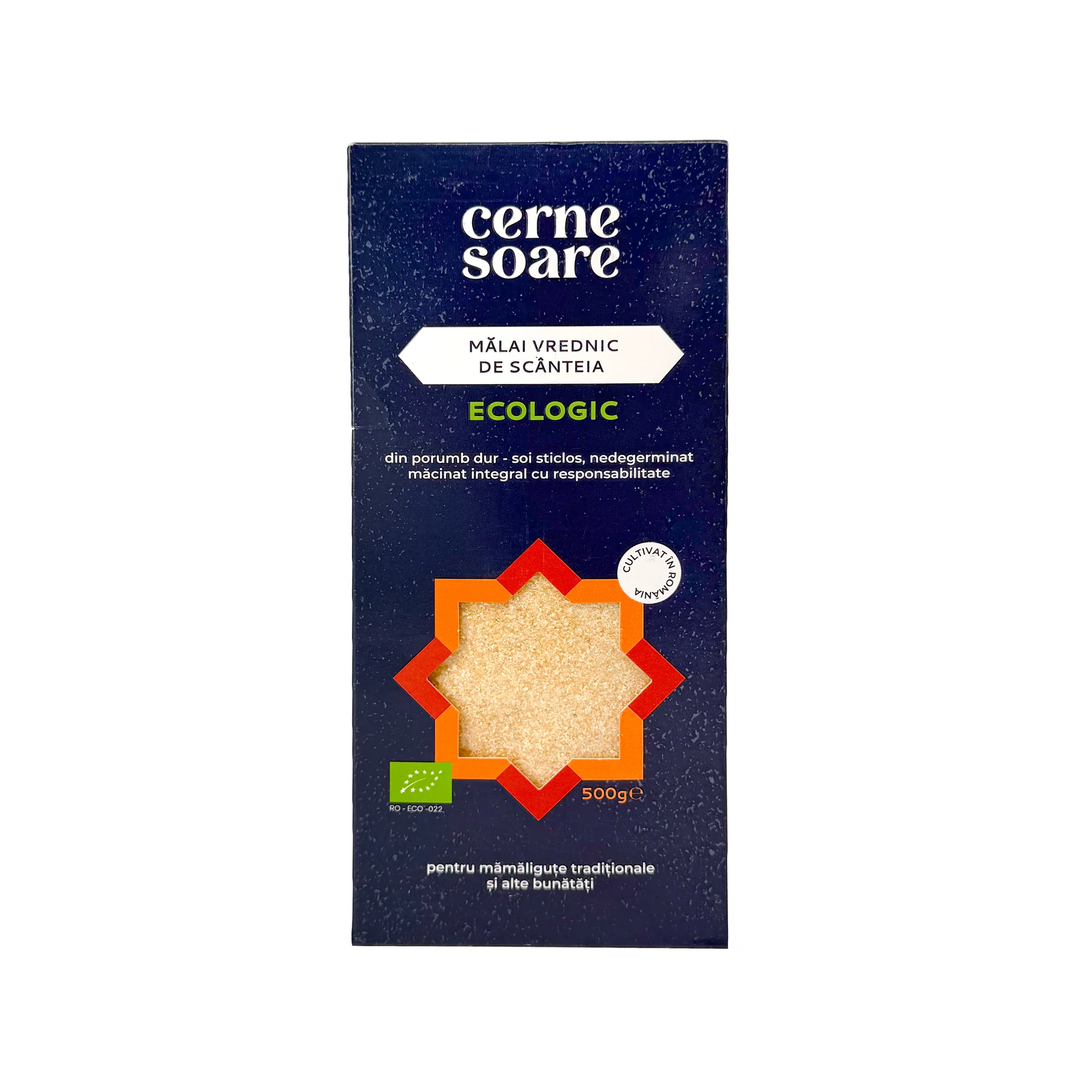 FĂINĂ FĂRĂ GLUTEN - Mălai ECOLOGIC din porumb sticlos, Cerne Soare, 500g