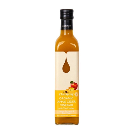 PRODUSE - Otet tulbure din cidru de mere cu ghimbir, turmeric si piper negru Eco 500ml Clearspring