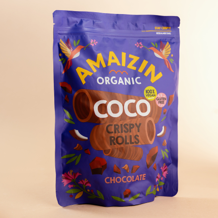 NUCI ȘI SEMINȚE - Rulouri crocante de cocos cu ciocolata, 140g ECO