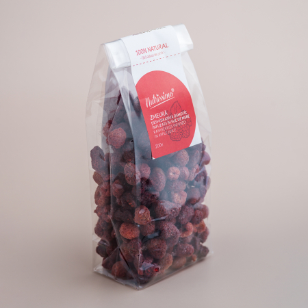 FRUCTE DESHIDRATATE - Zmeură infuzată în suc de mere - fără zahăr -  200 g