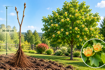 ARBORI ORNAMENTALI & FORESTIERI - Arborele Lalea (Liriodendron Tulipifera) 30-50 cm | Rădăcină Liberă