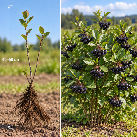 Gard viu fructifer - Aronia Nero, anul 3 , 40-60 cm ( ramificat )
