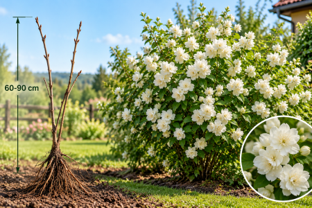 Gard viu cu flori - Iasomie Dublă Virginalis (Philadelphus) 60-90 cm | Rădăcină Liberă