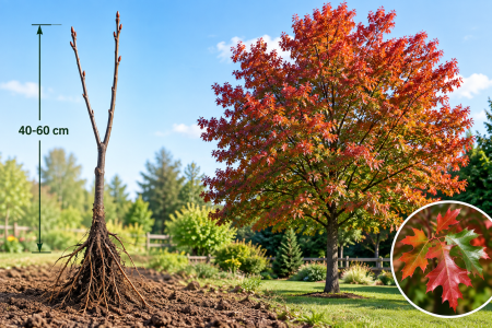 ARBORI ORNAMENTALI & FORESTIERI - Stejar de Baltă (Quercus Palustris) 40-60 cm | Rădăcină Liberă