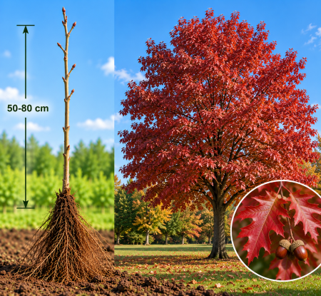 ARBORI ORNAMENTALI & FORESTIERI - Stejar Rosu 50-80cm , Quercus rubra , radacina libera