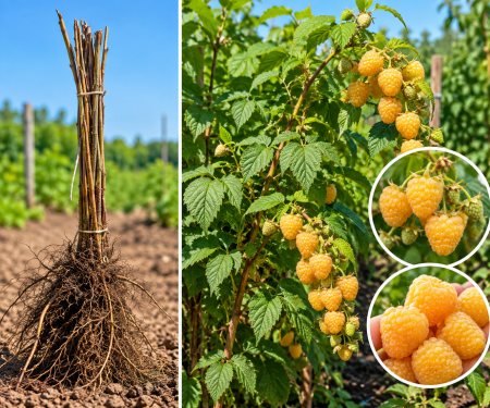 Toate produsele - Zmeura galbena , Golden Queen , remontanta , pe rod, radacina libera
