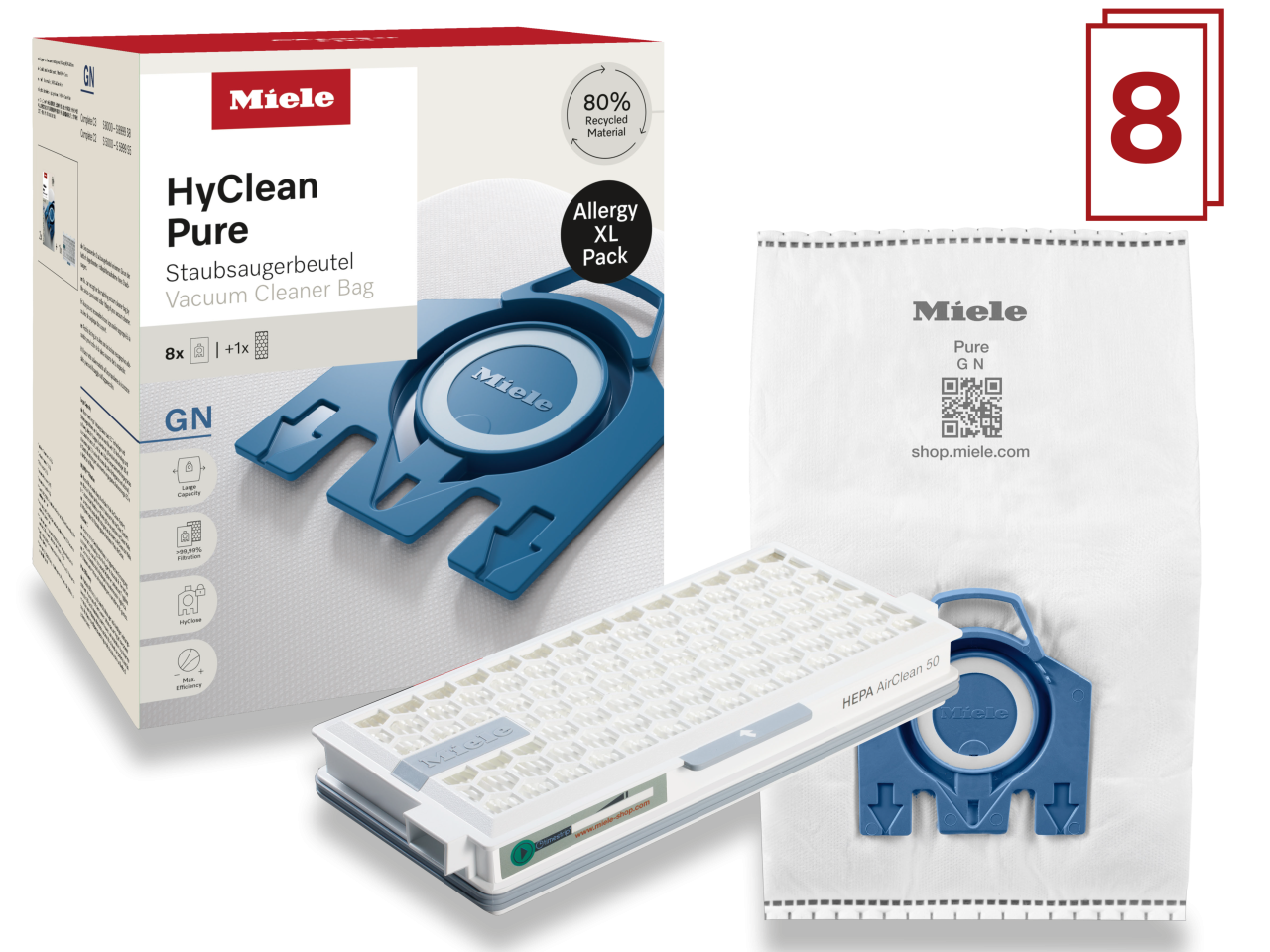 8 saci de aspirator și un filtru HEPA, Miele GN Allergy XL HyClean Pure [2]