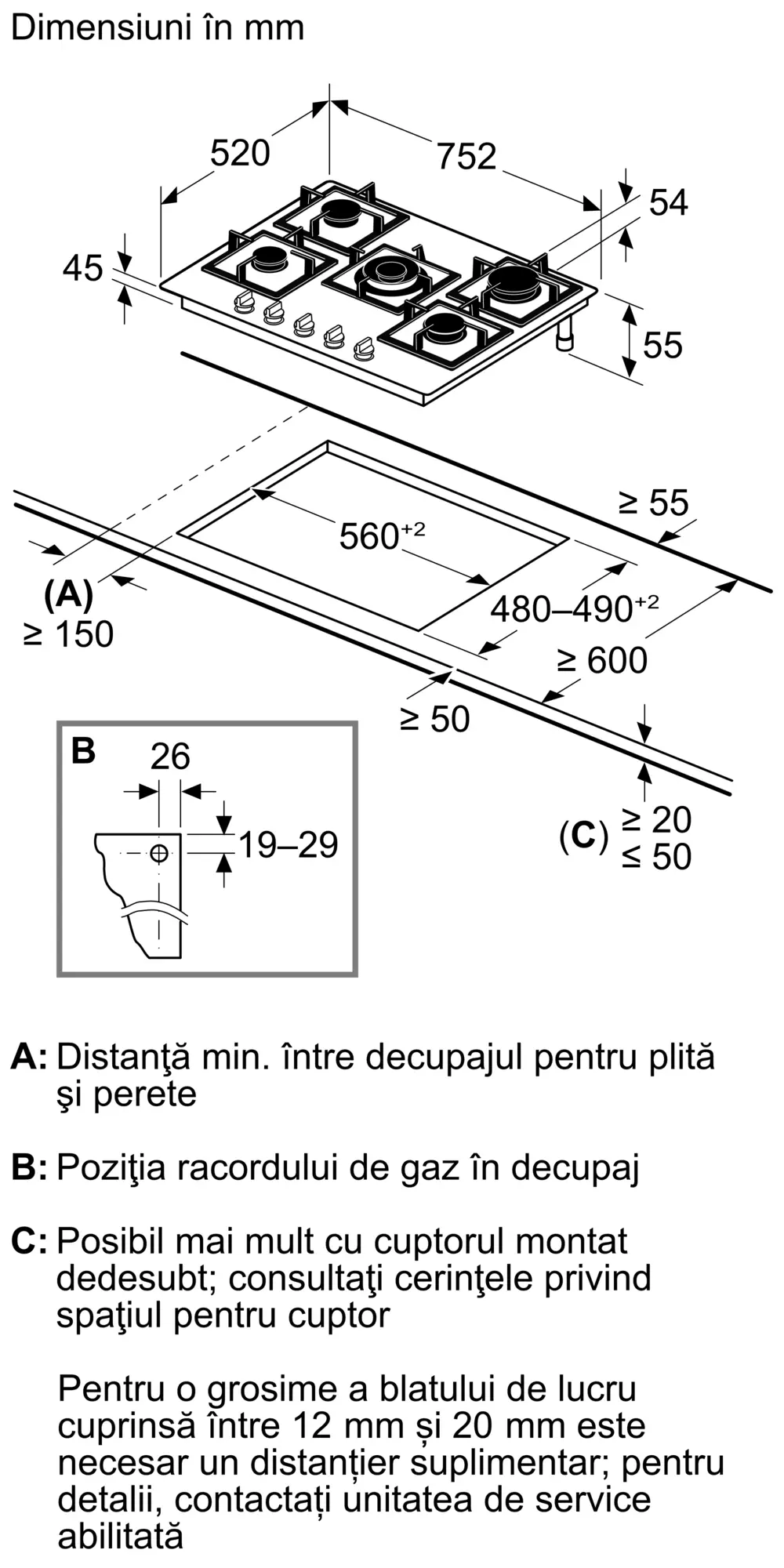 Plita pe gaz Seria 6, 75 cm, Quartz, Negru [10]