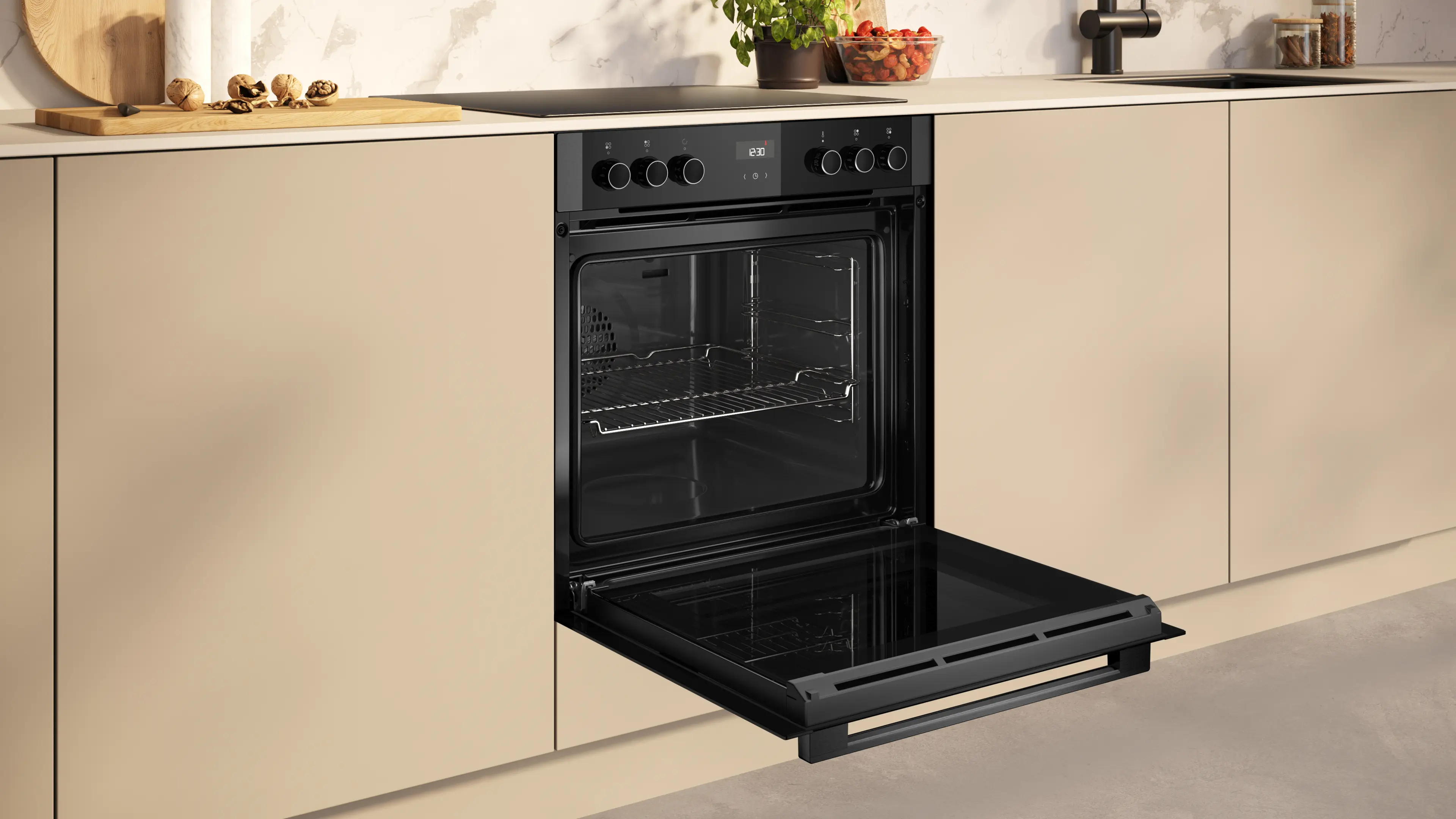 Aragaz incorporabil NEFF N50 E1ACE2AG3, 60 cm, cuptor 71 L CircoTherm®, EasyClean, plită vitroceramică, grafit / sticlă neagră [4]