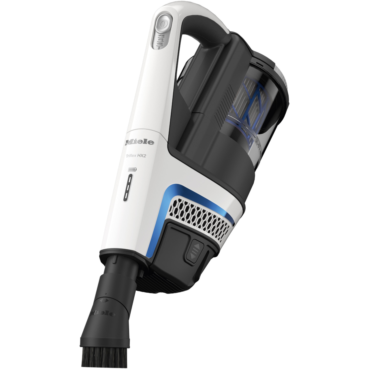 Aspirator vertical Miele Triflex HX2 Blue Pulse 12921610, 3 in 1, 25.2 V, 0.5 l, autonomie 60 min, tehnologie Vortex, perie electrică Multi Floor XXL SEB 435 cu BrilliantLight, Alb lotus [4]
