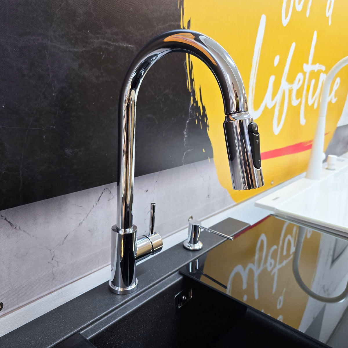 Baterie 3 cai CookingAid Cindy Chrome apa rece / calda / filtru apa cu finisaj cromat si perlator detasabil / extractibil cu buton comutare jet / spray [5]