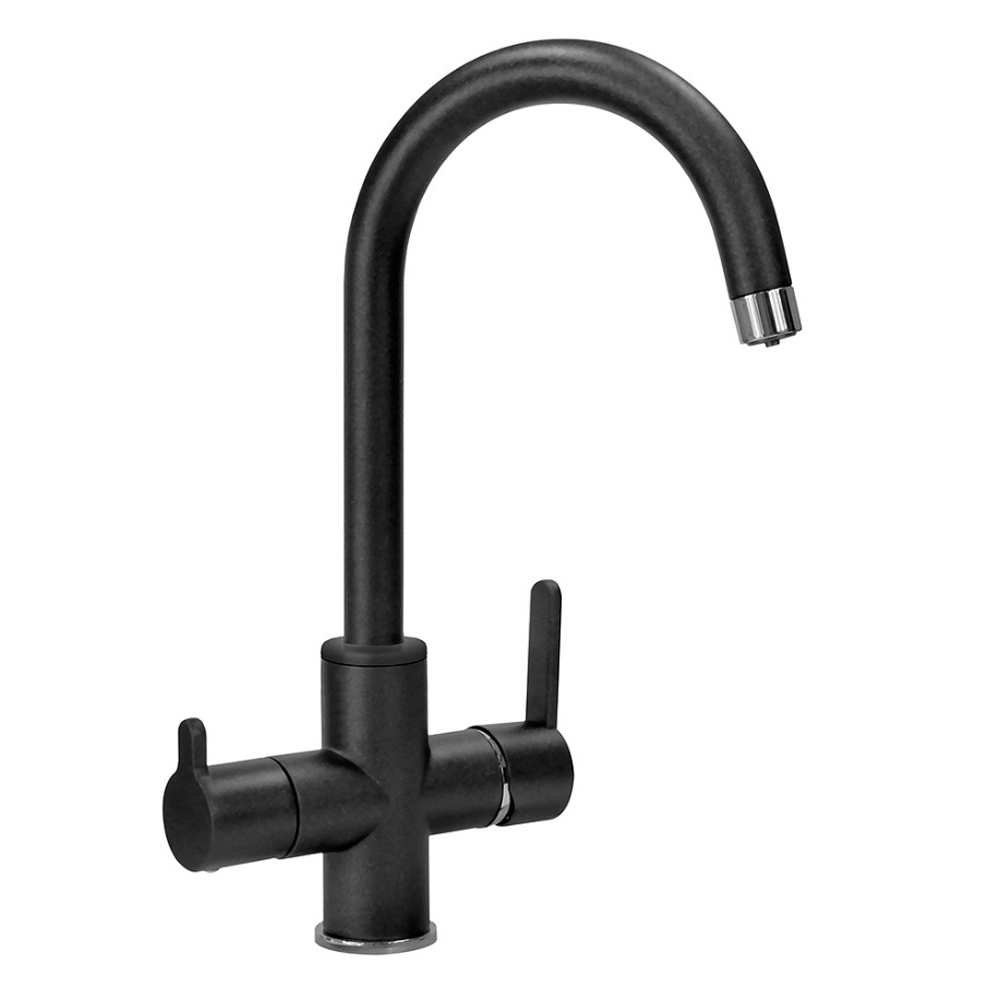 Baterie 3 cai CookingAid THREE FLOW FLO60 apa rece / calda / filtru apa cu finisaj granit Negru Metalic / Black Metal [1]