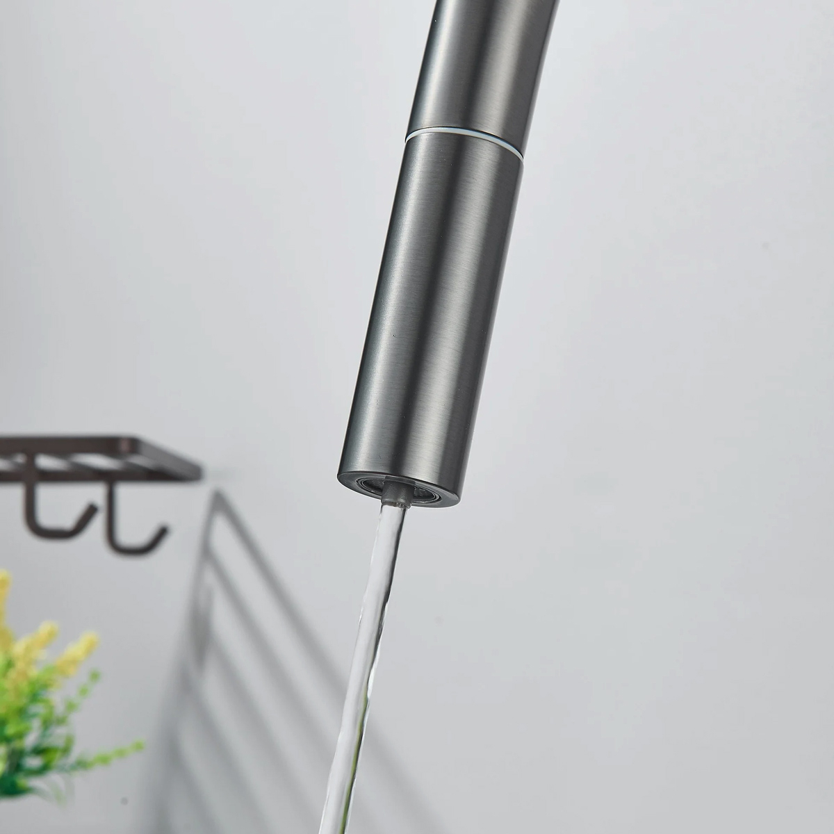 Baterie 3 cai CookingAid THREE FLOW GUN METAL apa rece / calda / filtru apa cu finisaj inox gri metal periat si perlator detasabil / extractibil [4]