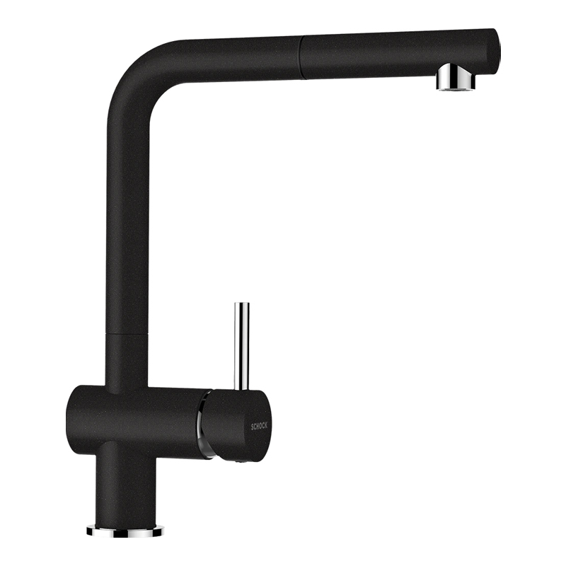 Baterie bucatarie Schock Epos Cristalite Nero cu cap extractibil, aspect granit, cartus ceramic, negru [1]