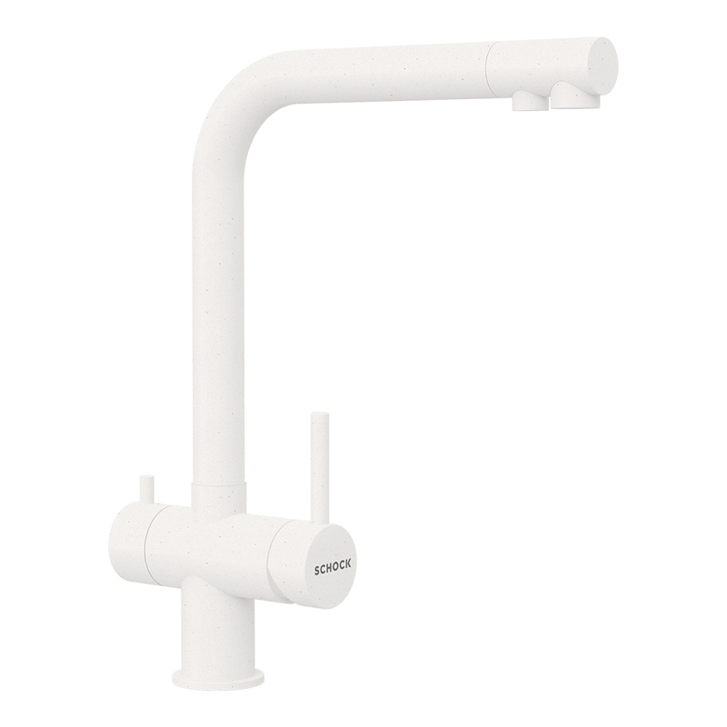 Baterie bucatarie Schock Vitus Cristadur Polaris, 3 cai, aspect granit, cartus ceramic, alb polar [1]