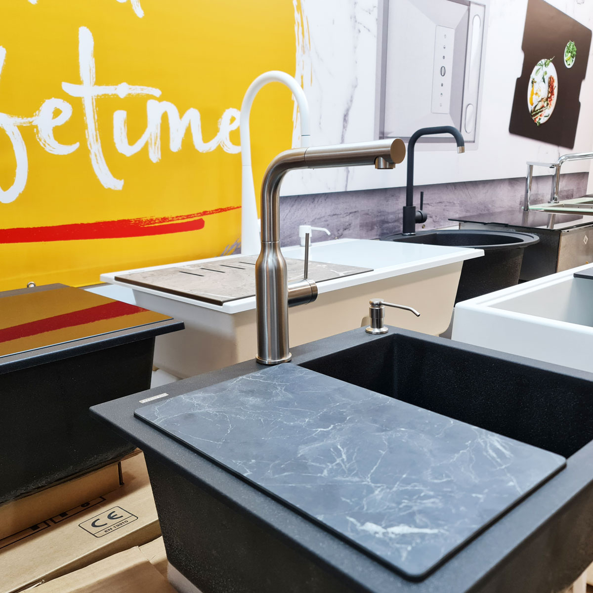 Baterie CookingAid Angelina Steel cu furtun dus extractibil si finisaj inox periat [3]