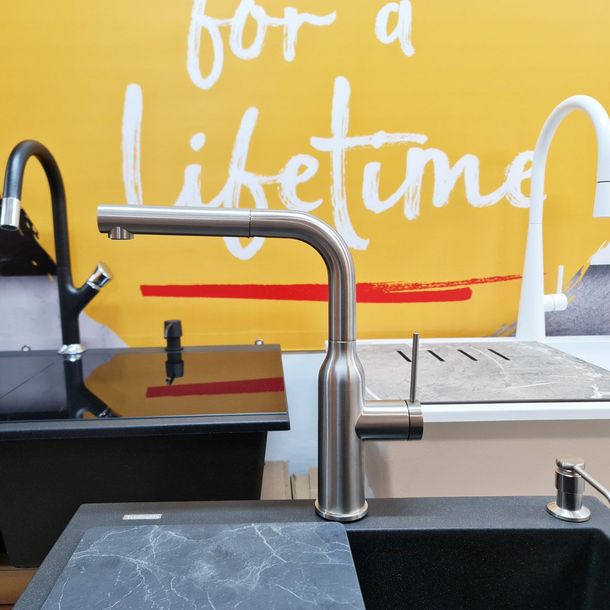 Baterie CookingAid Angelina Steel cu furtun dus extractibil si finisaj inox periat [6]