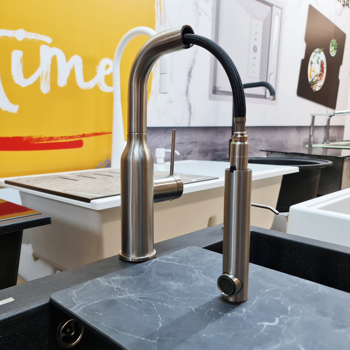 Baterie CookingAid Angelina Steel cu furtun dus extractibil si finisaj inox periat [12]