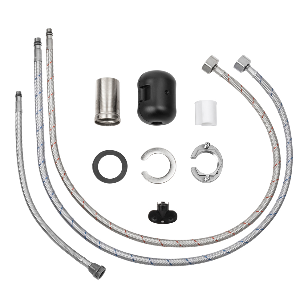 Baterie CookingAid Ferrara Steel cu furtun dus extractibil si buton schimbare dus/jet, culoare inox periat [9]