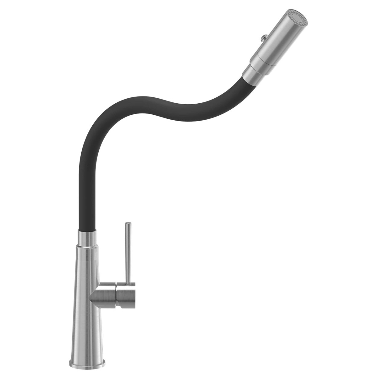 Baterie CookingAid Gina Steel/Black cu corp baterie flexibil/ajustabil + buton jet/dus, baza inox periat si corp siliconic [5]