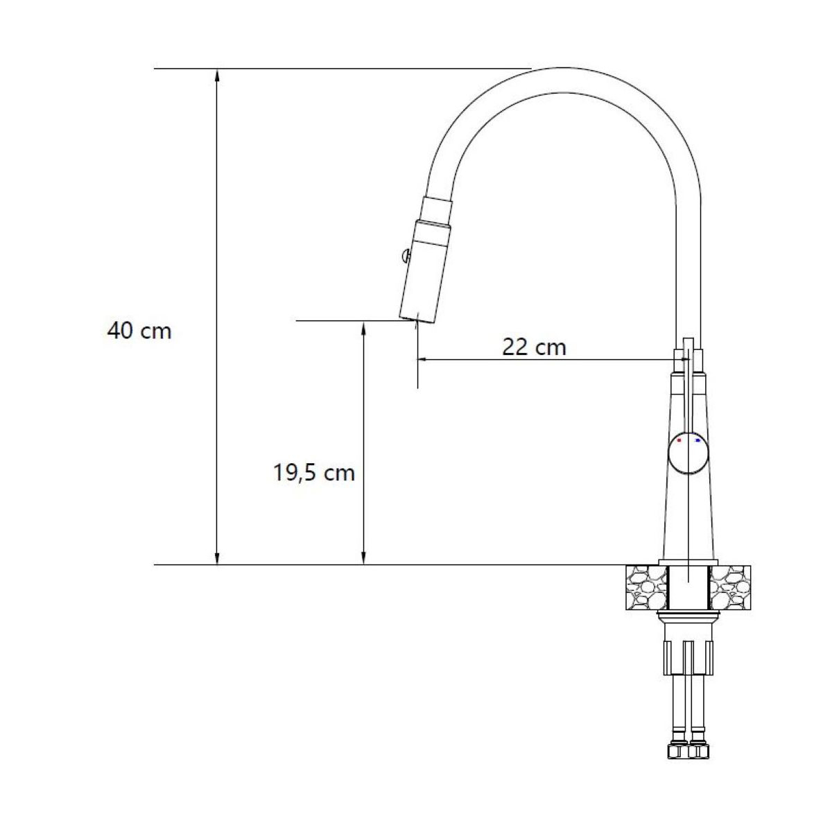 Baterie CookingAid Gina Steel/Black cu corp baterie flexibil/ajustabil + buton jet/dus, baza inox periat si corp siliconic [6]