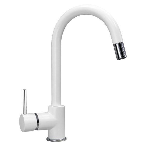 Baterie CookingAid Indiana cu furtun dus retractabil / cap extractibil si finisaj granit Alb / Polar White [1]